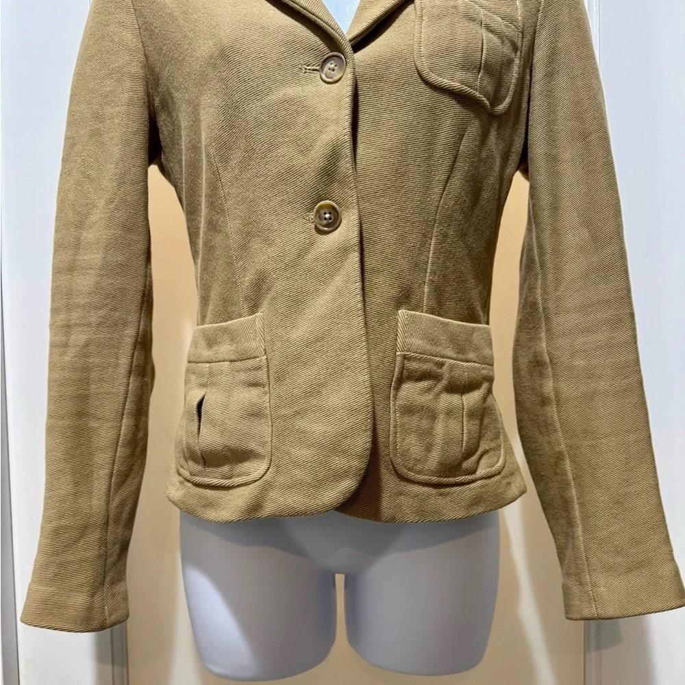 Ralph Lauren 100% Cotton Blazer Jacket Size 6 Tan Button Front Equestrian Style - Picture 5 of 17